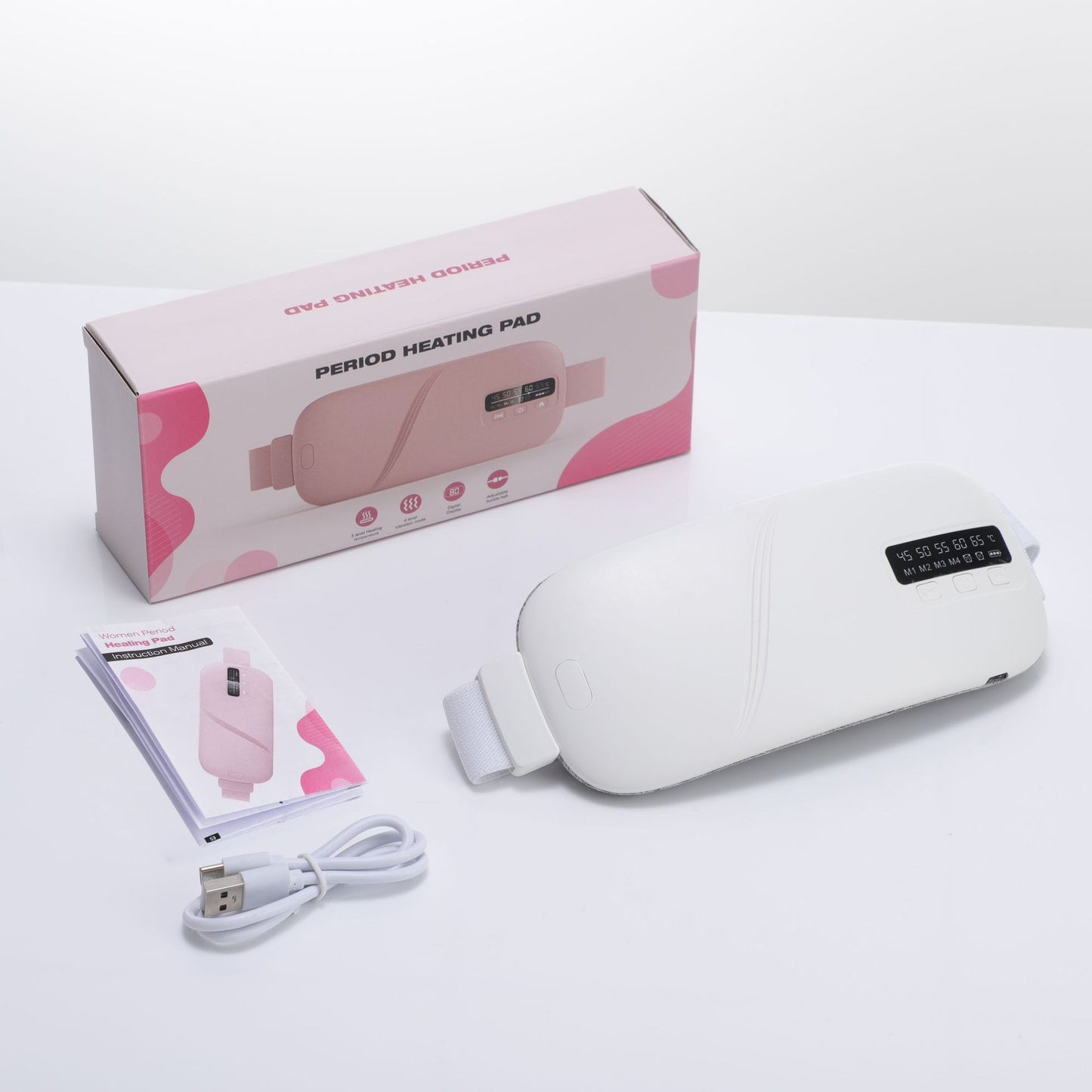 Compress Stomach Heating Pad Vibration Massage Stomach Heating Belt Waist Supporter